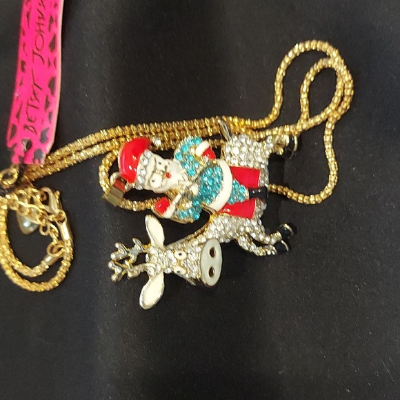 Betsey Johnson Santa and Reindeer Necklace - Picture 2 of 5